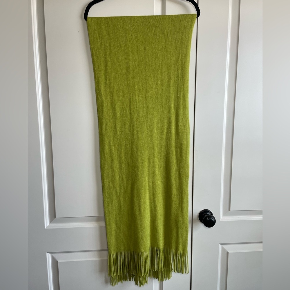 Vibrant Green Soft Scarf with Fringe